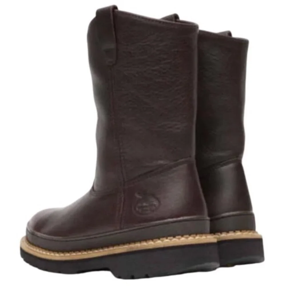 Georgia® Giant Wellington Pull-on work boot Soggy Brown Leather Men’s Size 12 M